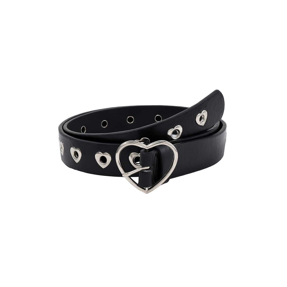 8147 Women's Cute Hollow Heart Buckle Belt Pu Leather Belts Casual Jeans Belt